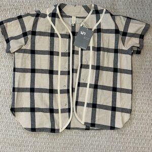 W’menswear Plaid Shirt, Black and Cream, size 8